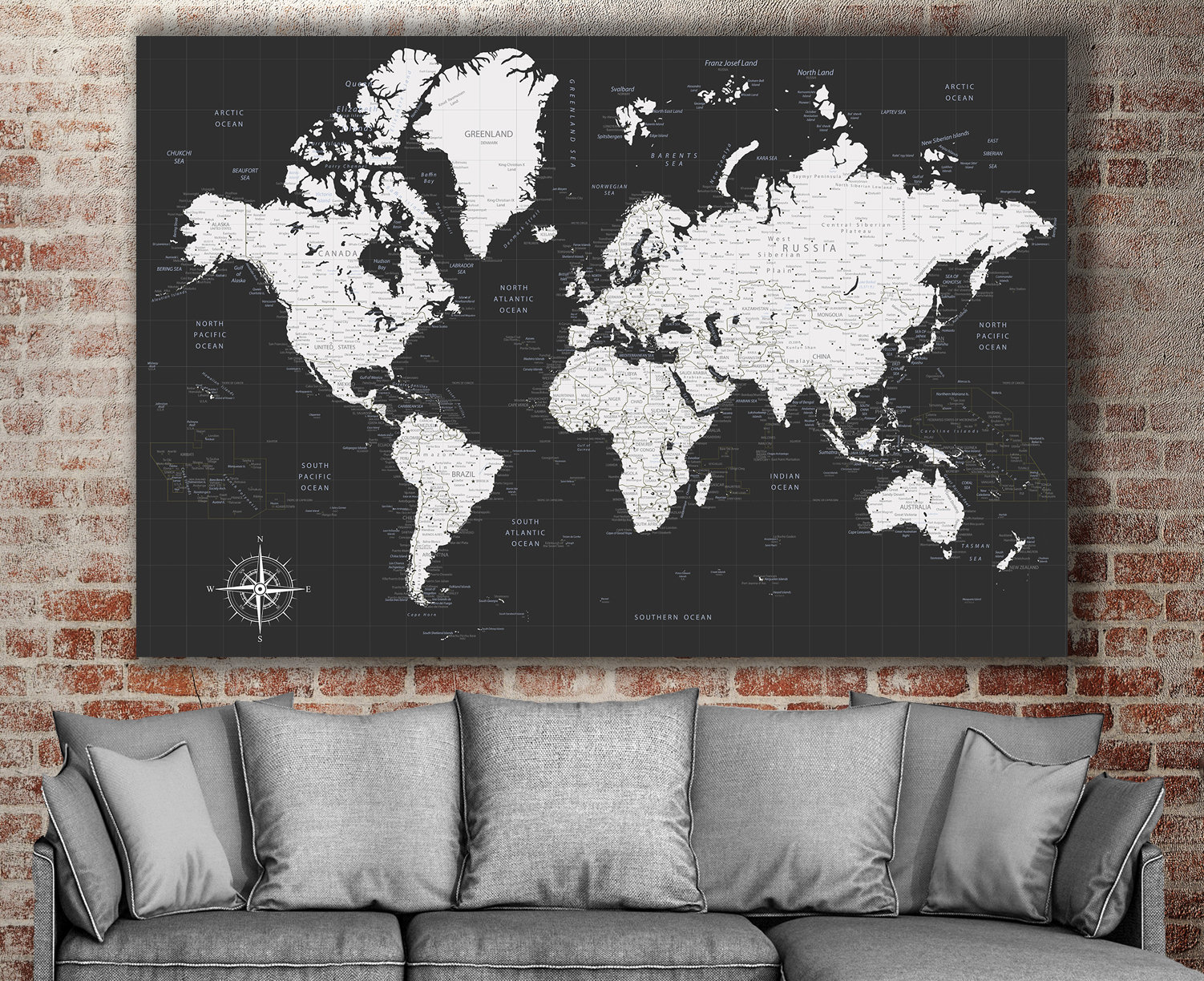 Large Canvas World Map, Ready to Hang, Current Travel Map, Travel Gifts ...