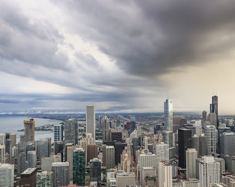 Chicago Photo Print, Chicago Skyline Wall Art, Canvas Office Decor, Thunderstorm over City, Wall Art Gift,  Prints 8x10 8x12 to 30x45 32x48