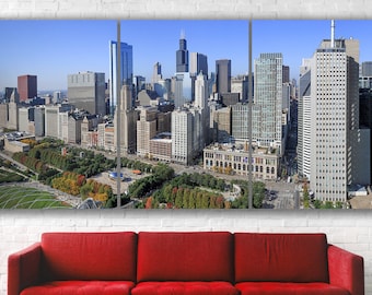 Chicago Canvas Print Set, 3 Panels 30x60", Ready To Hang, Large Wall Art, Chicago Bean Photo, Millennium Park Picture, Housewarming Decor