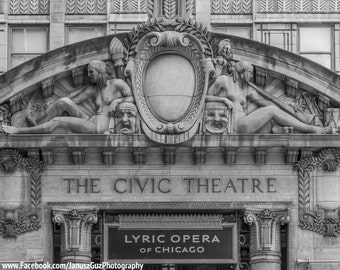 Chicago Photography- The Civic Theatre Black and White Art Print, Photo, Home Decor