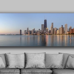 Chicago Skyline Canvas Print, Panoramic Wall Art,  3 Panel Up To 30x90&quot;, Large 3 Panel Wall Art, Chicago Gift, Multi Panel Art Print