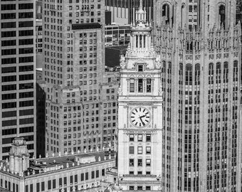 Black & White Chicago Photography, Wrigley Building, Tribune Tower, Black and White, Chicago Canvas, 20x20 40x40 Canvas, Chicago Wall Art,