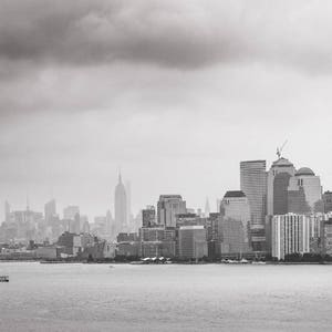 B&W New York Manhattan Photography, Manhattan Panorama Photo, Freedom Tower, Empire State Building, New York Wall Art, New York Canvas