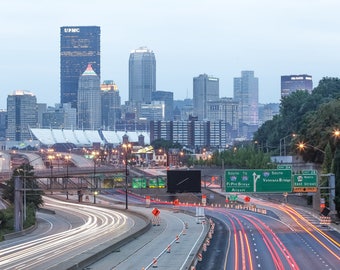 Pittsburgh Skyline Photography, Long Exposure Photo, Pittsburgh Skyline Canvas, Pittsburgh Wall Art, Pittsburgh Photo Gift, City Skyline
