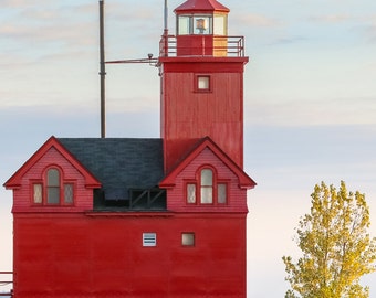 Big Red Lighthouse Photography, Holland Lighthouse, Michigan Photography, Ottawa Beach SP, Holland Michigan, Seascape, Lighthouse Photo Art