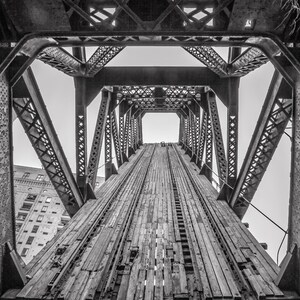 Chicago Photography- Kinzie Bridge, Black and White Art Print, Chicago Wall Art, Chicago Canvas, Chicago Art Framed, Chicago Wood Block