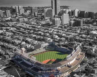 Chicago Cubs, Wrigley Field From Above, Baseball Stadium, Mlb, Cubs Photo, Chicago Cubs Poster, Man Cave, World Series, Baseball Canvas,