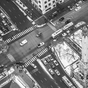 Chicago photography- Water Tower view from above Art Print, White and Black Photo, Wall Art