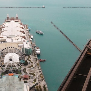 Chicago Navy Pier Photography, Ferris Wheel, Lake Point Tower, Chicago Photo Art, Lake Michigan Art, Chicago Canvas, Chicago Waterfront