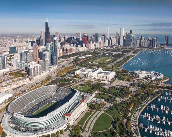Chicago Skyline 10x8 FT Vinyl Photography Background Backdrops,Nostalgic Weathered Lake Michigan Harbor Coastal Town Urban Vintage Background for Graduation Prom Dance Decor Photo Booth Studio Prop Ba