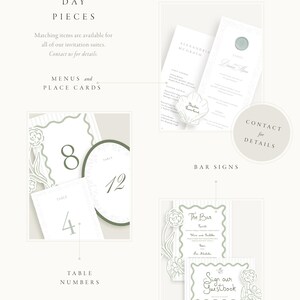 Letterpress Wedding Invitations Suite. Venue Sketch Drawing. Luxury Embossed Style (P2-105) image 10