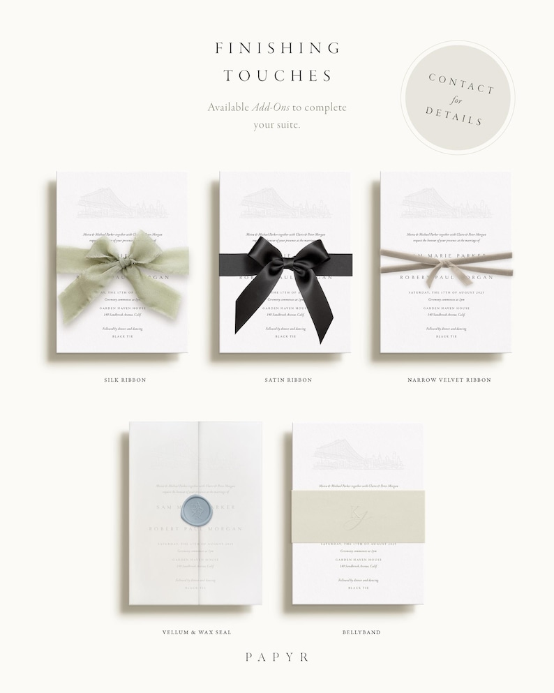 Letterpress Wedding Invitations Suite. Venue Sketch Drawing. Luxury Embossed Style (P2-105) image 9