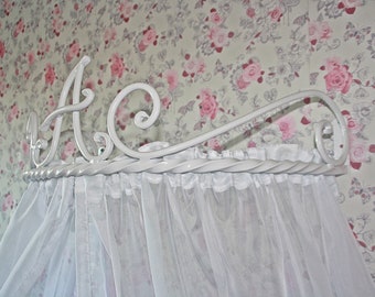 Bed Canopy Holder Crown Curtains Frame Blacksmith Metall Wall Mount  Baby Crib Children Princess Forged Iron Birthday Christmas gift