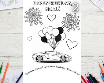 Personalized Birthday Coloring Sheet Printable, Children's Birthday, Boy Girl Birthday,Ready to Print at Home