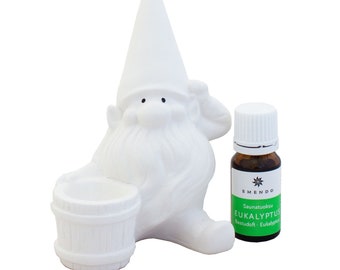 Sauna Oil Burner White Gnome & Eucalyptus 10 ml aroma, Room fragrance, Essential oil, Ceramic holder