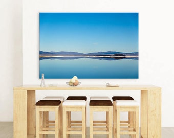 Fine Art Landscape Photo Print • Minimal Wall Art • Clear Blue Sky Mono Lake Eastern Sierra Nevada California Canvas • "Mono Reflection"