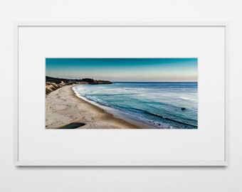 Landscape Photo • Fine Art Photograph • Panoramic Landscape Print • Beach Aqua Blue Ocean Sea Water • Crystal Cove, California • "Teal Sea"