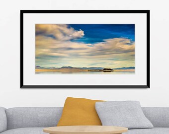 Landscape Photo • Fine Art Photograph • Landscape Print • Blue Sky Yellow • Mono Lake Eastern Sierra Nevada California • "Paoha Island 3"
