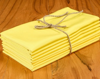 Lemon Curd Yellow Pure Cotton Solid Yarn Dyed Premium Quality Table Napkins (Set of 4) - 20" x 20"