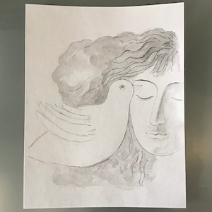 The Gentle Dove - Original Watercolor Illustration Drawing