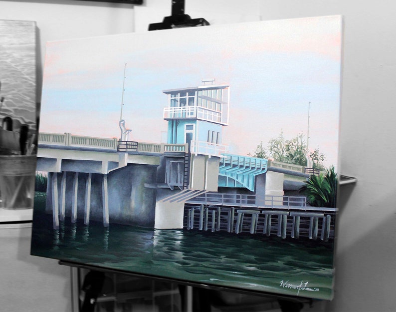 Wrightsville Beach Draw Bridge - Original Acrylic 24