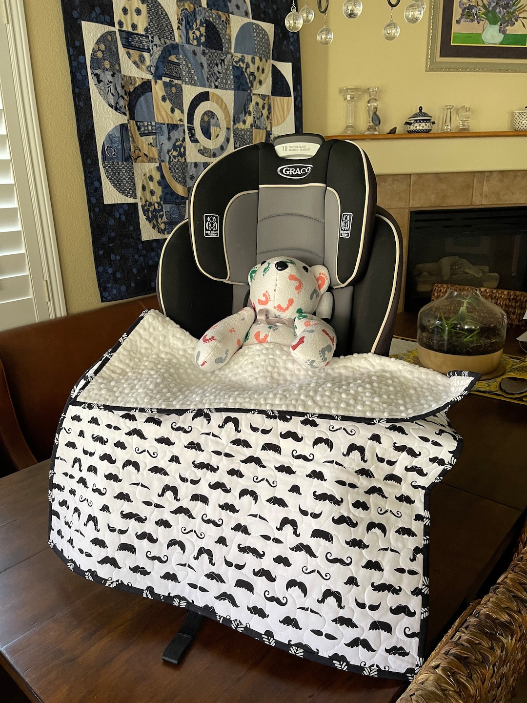 Mustache Baby Stroller/car Seat. Quilt Etsy