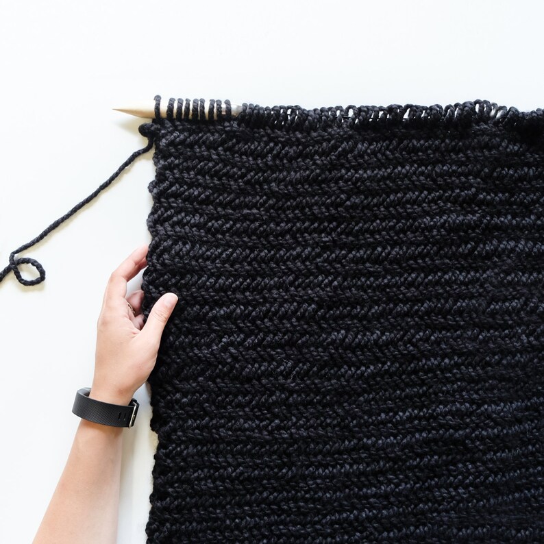 Chunky Knit Herringbone Blanket Pattern Etsy