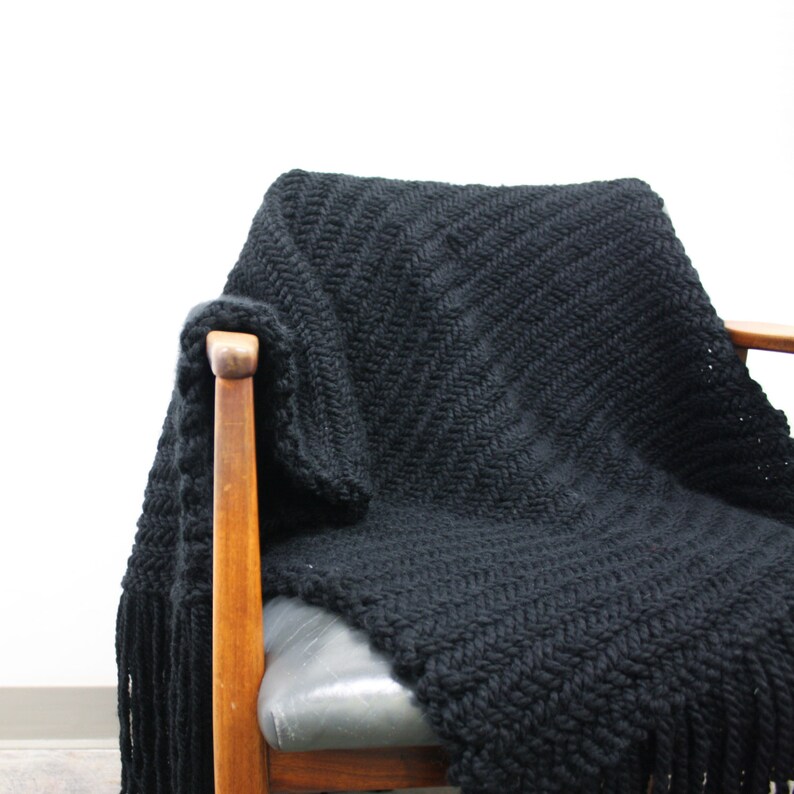 Chunky Knit Herringbone Blanket Pattern Etsy
