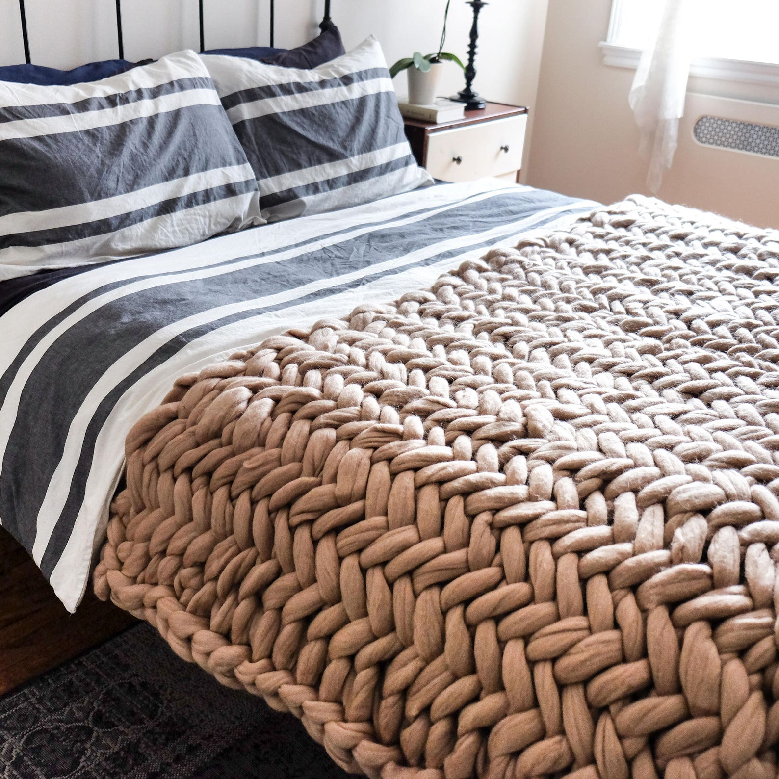 Extreme Chunky Knit Herringbone Blanket Oversized Etsy