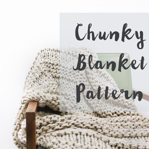 Easy Chunky Knit Blanket Pattern Small Knit Throw Knitting Etsy