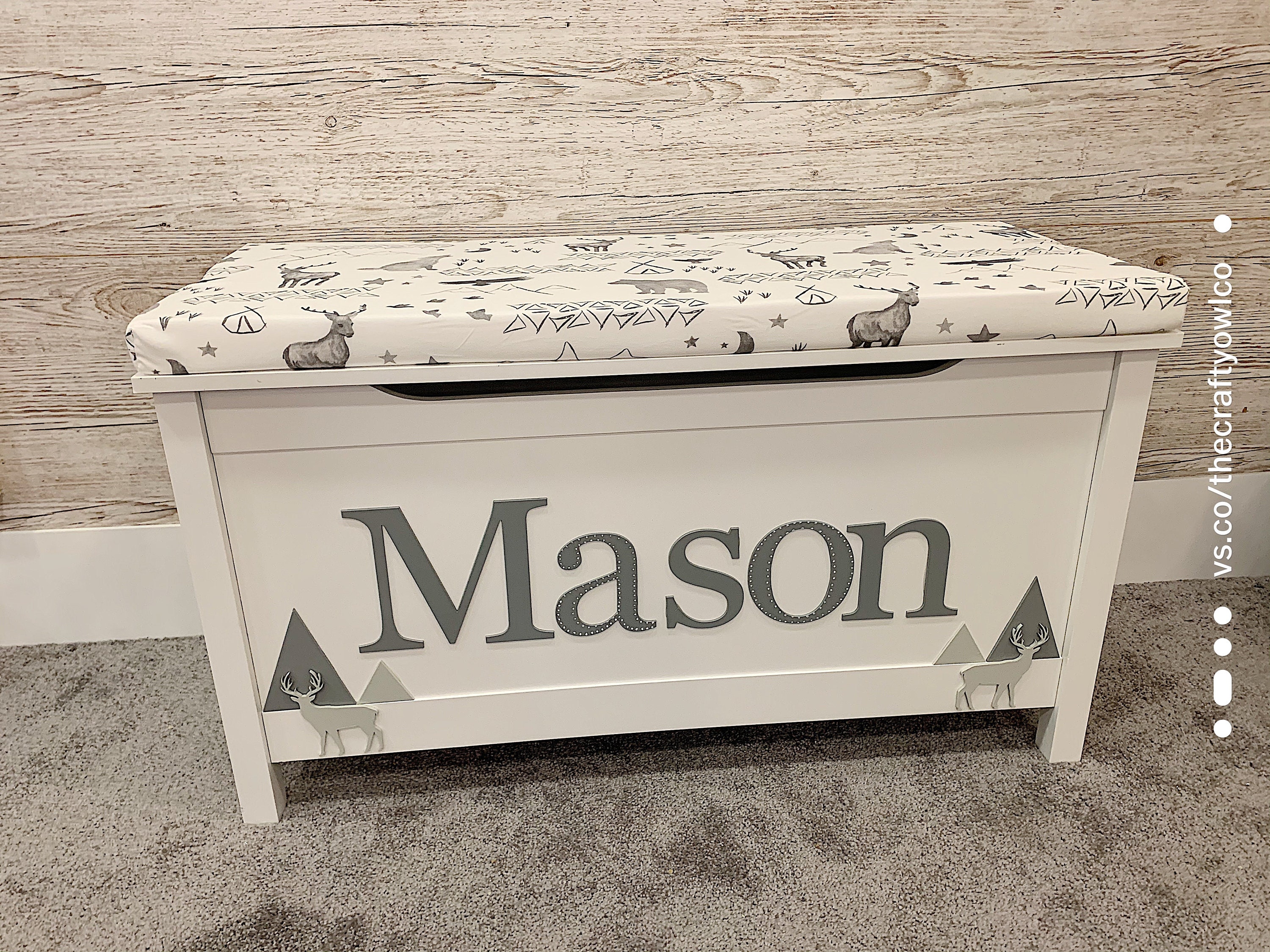 Personalised Woodland toy box Etsy