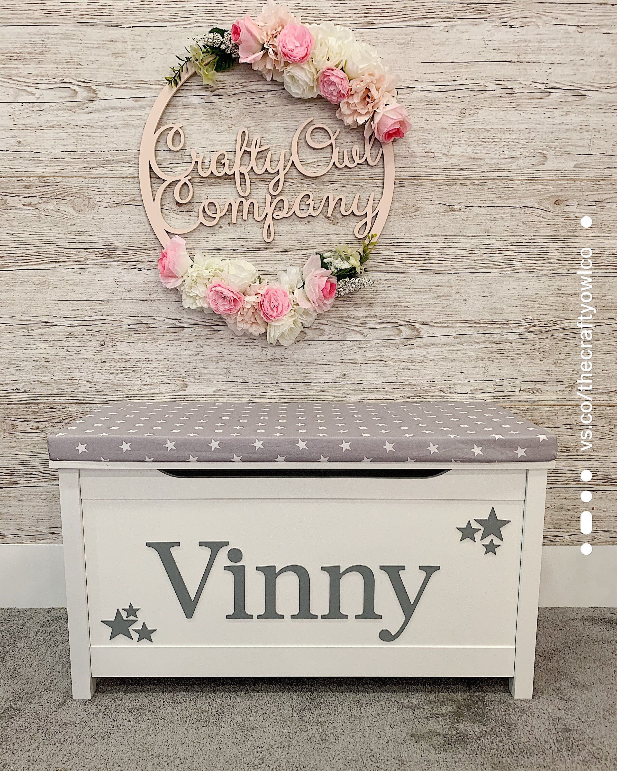 pink personalised toy box