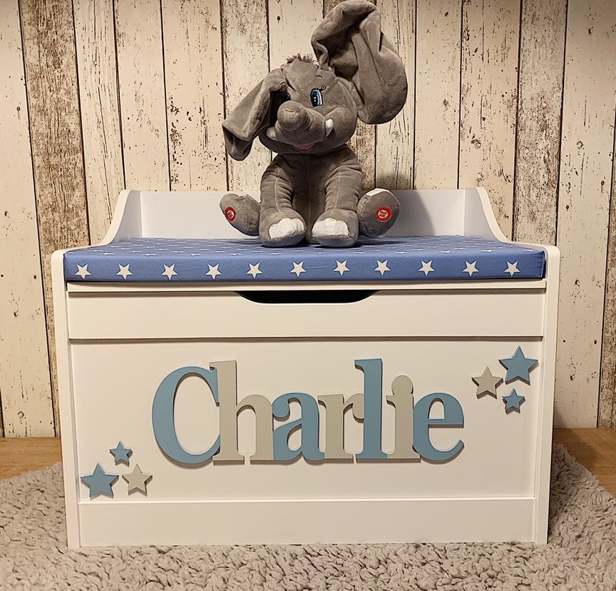 Personalised toy box with cushion Etsy