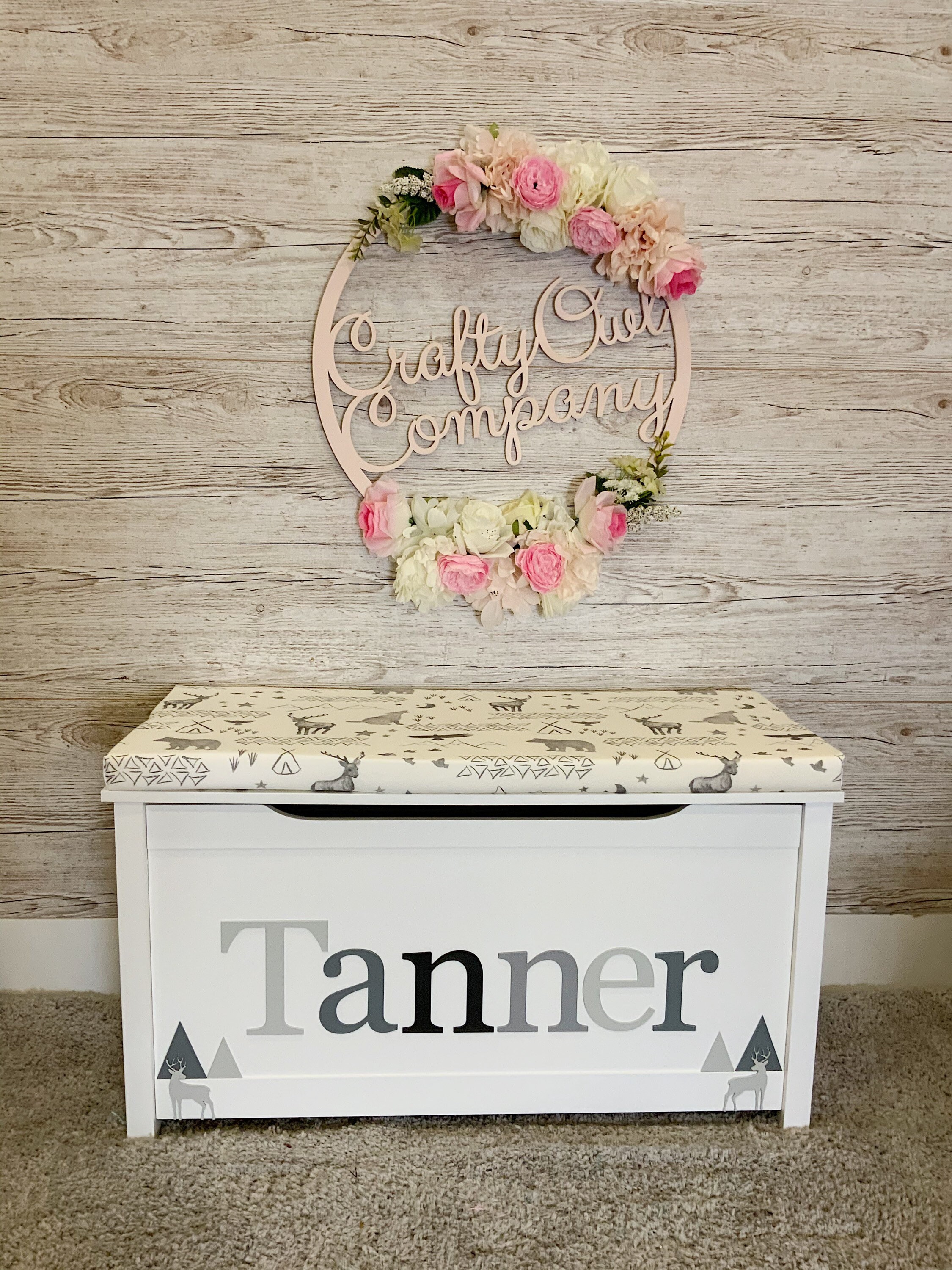 Personalised Woodland toy box Etsy