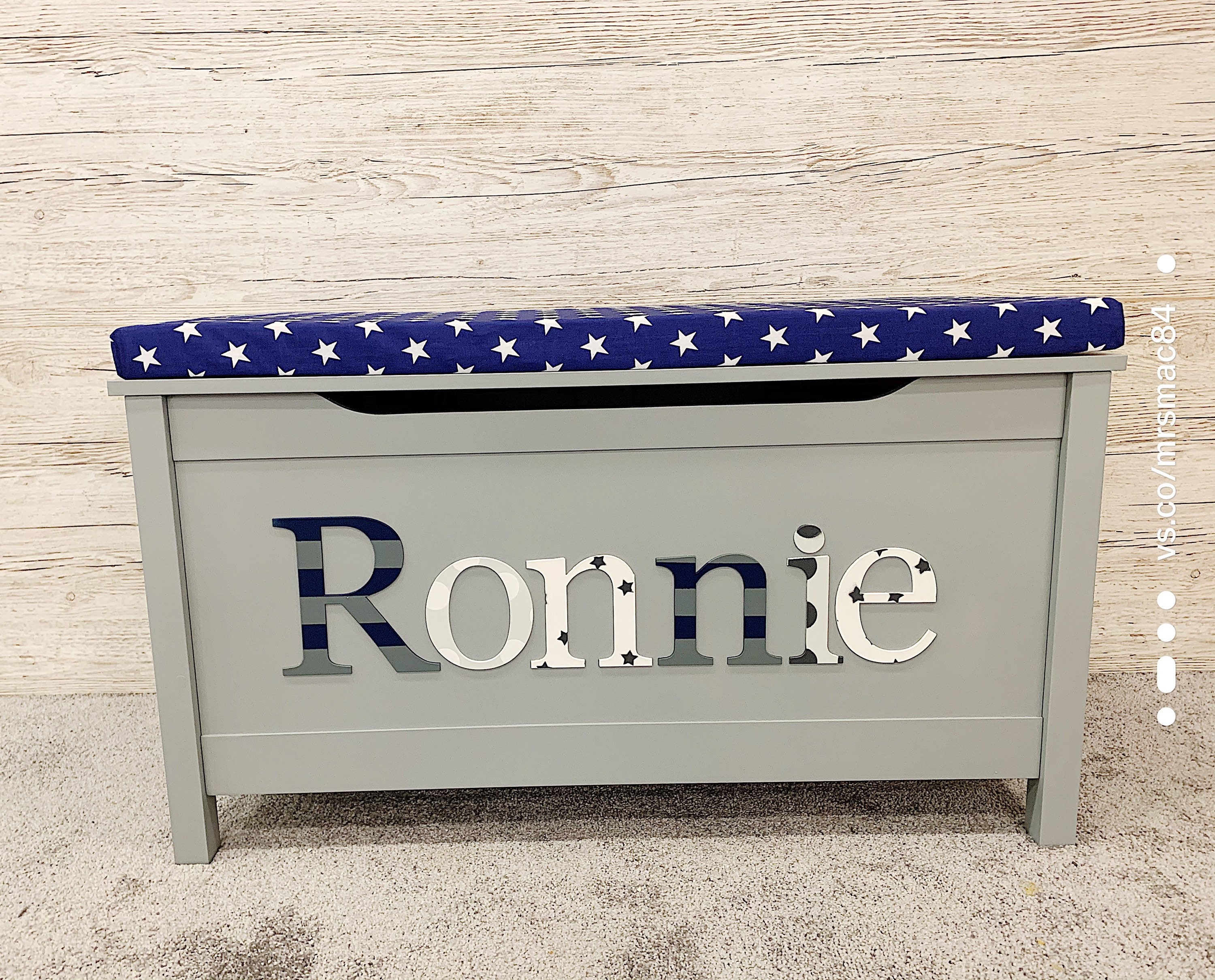 Personalised Grey Toy Box With Star Cushion Etsy UK