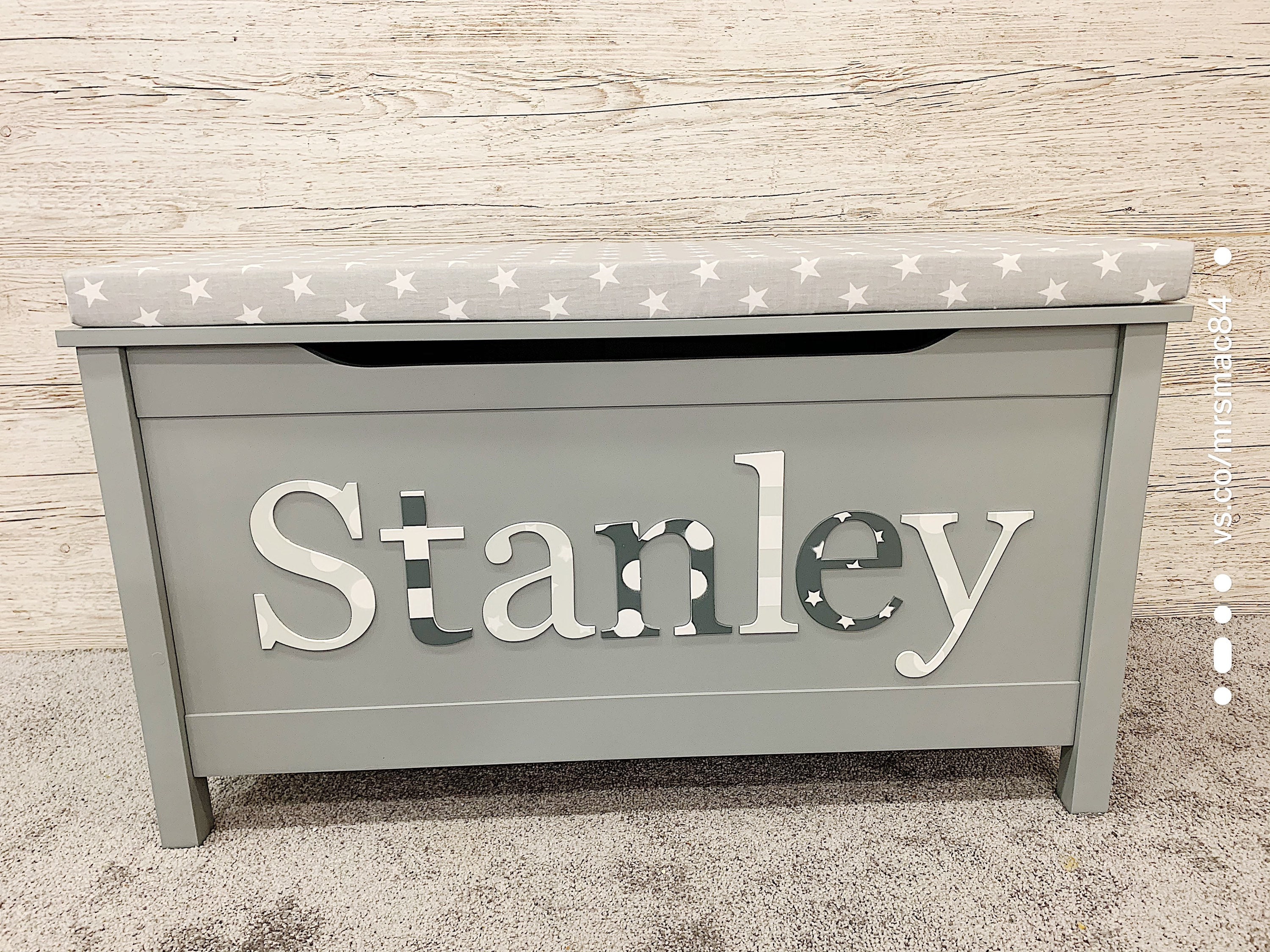 Personalised Grey Toy Box With Star Cushion Etsy UK