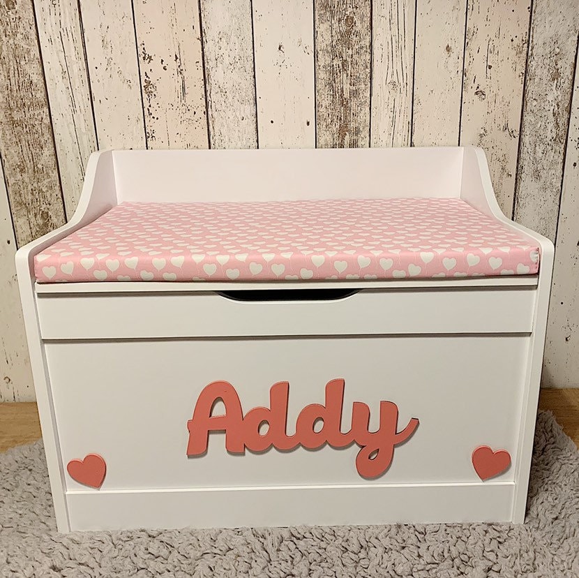 Personalised toy box with cushion Etsy