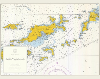 British Virgin Islands Map - 1962 - Nautical Chart - Paper | Canvas | Metal