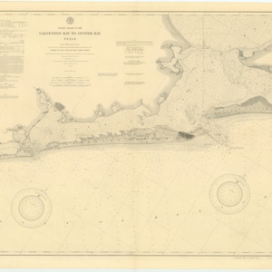 Carte de la baie de Galveston à la carte historique d'Oyster Bay, 1898 - Impression de carte marine