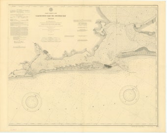 Galveston Bay Nautical Chart Print: Oyster Bay, Texas - 1898