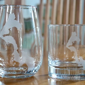 Whidbey Island Map Rocks, Stemless Wine & Pint-Gläser