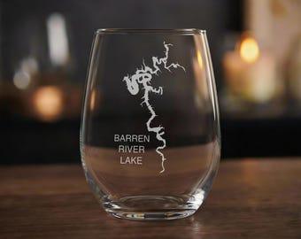 Barren River Lake Map - Kentucky - Laser Engraved Glasses