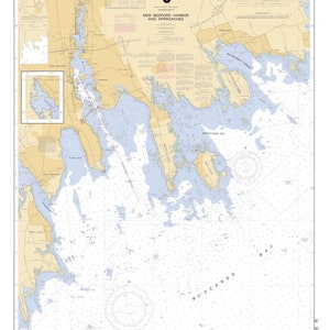 New Bedford Harbor and Approaches Map 1995 - Nautical Chart Print