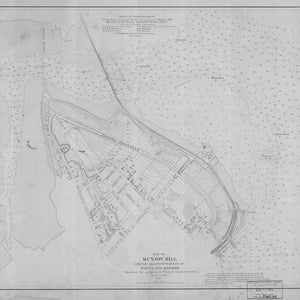 Portland Hafen Karte - Munjoy Hill -1869 - Seekarte Druck