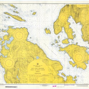 Mappa delle Isole di San Juan - Venerdì e Porti di Roche - 1974 - Stampa Carta Nautica