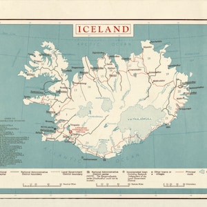 Carte de l’Islande - 1958