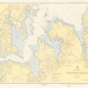 Long Island Sound Map & East River Map - 1947 - Impresión de cartas náuticas