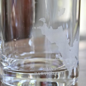 St Barthelemy Island (St Barts) Map - Laser Engraved Glasses - Caribbean Gift