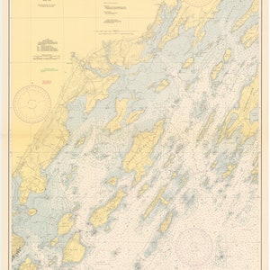 Carte de Casco Bay Maine 1945 - Carte nautique Imprimer