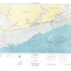 Mapa de la Bahía de Pensacola a la Bahía de Mobile - Impresión de la Carta Náutica
